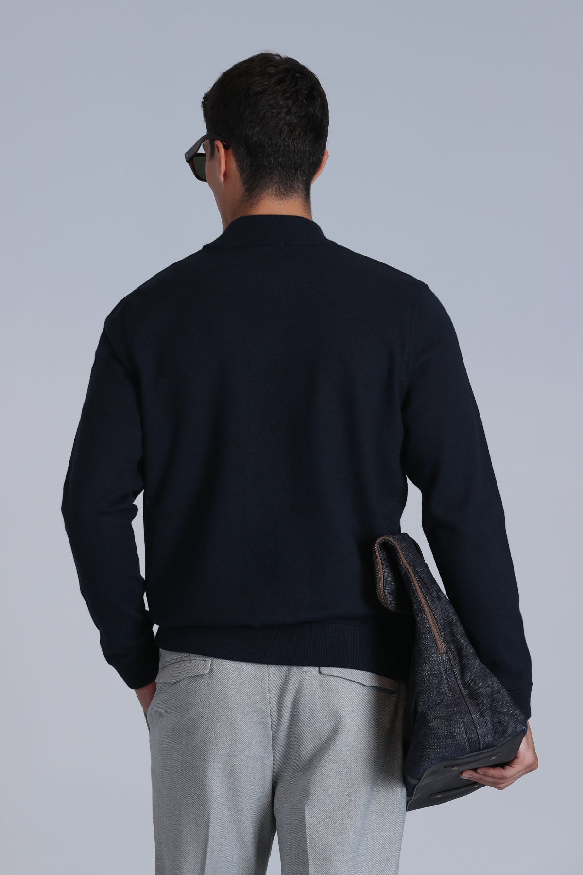 BRAND CARDIGAN NAVY BLUE