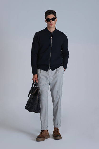 BRAND CARDIGAN NAVY BLUE