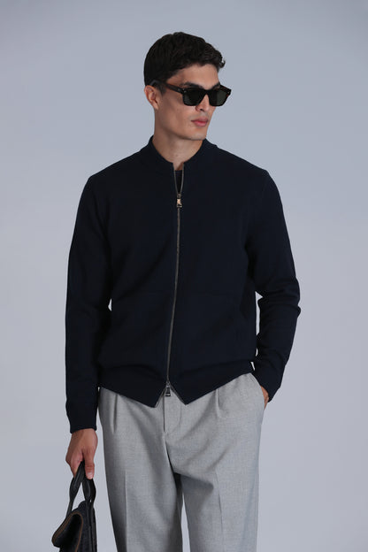 BRAND CARDIGAN NAVY BLUE