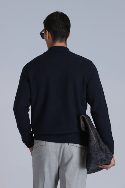 BRAND CARDIGAN NAVY BLUE