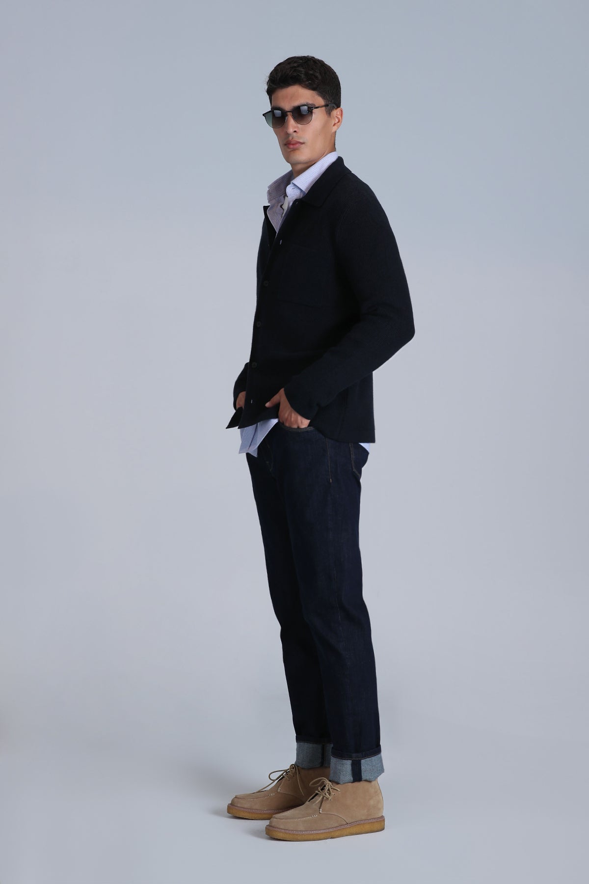 SOLID CARDIGAN NAVY BLUE