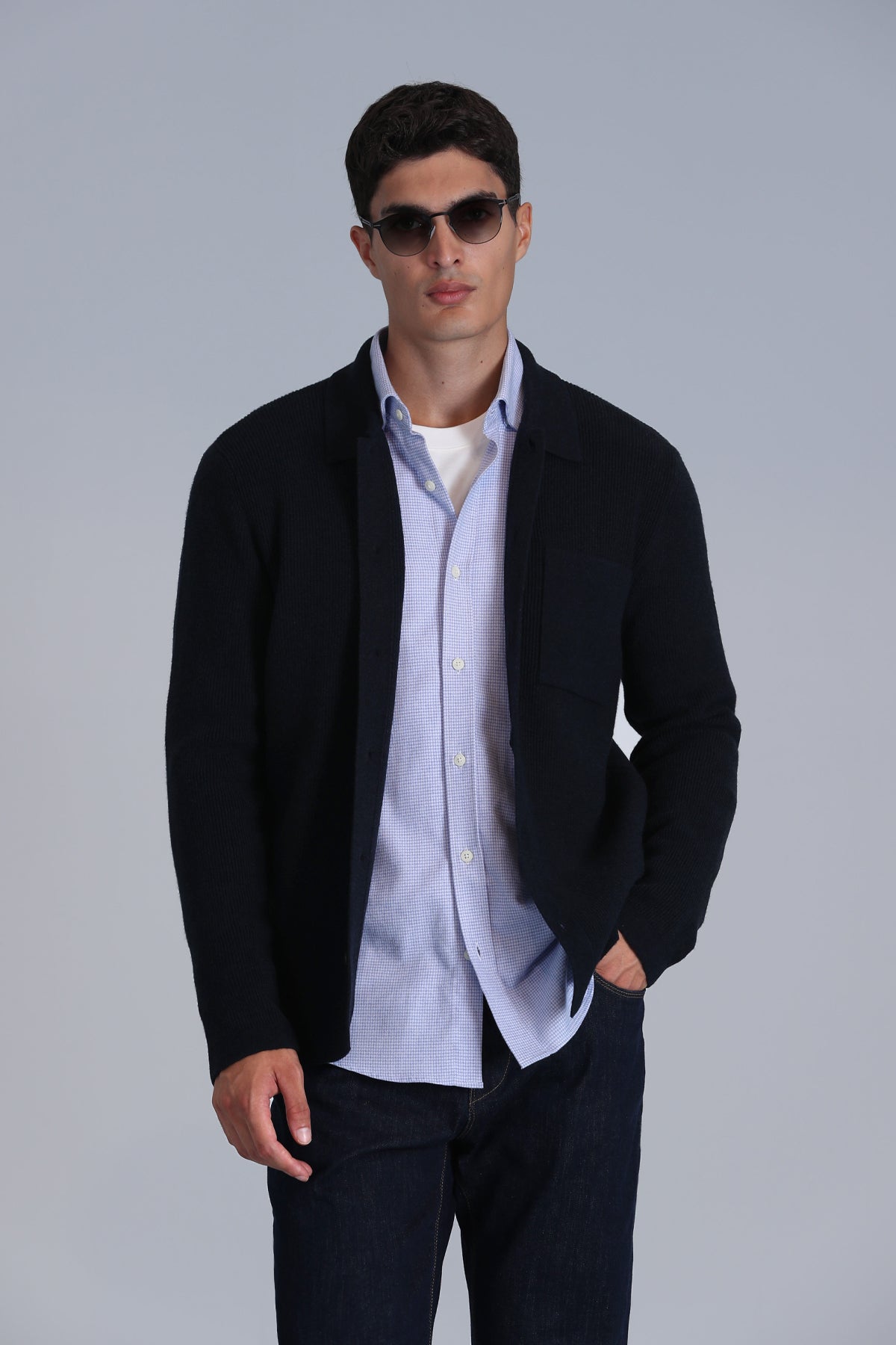 SOLID CARDIGAN NAVY BLUE