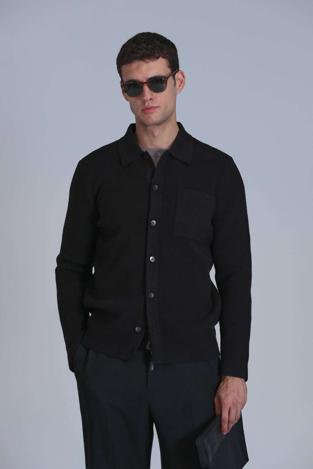 SOLID CARDIGAN BLACK